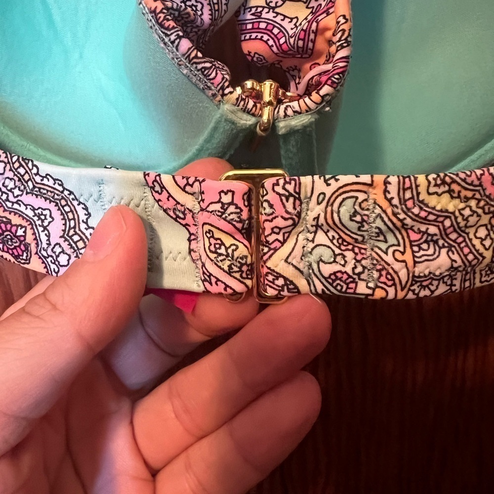 Victoria's Secret Ruch Push-Up Bikini Top 34D Paisley Medium Matching Bottoms - Picture 4 of 9